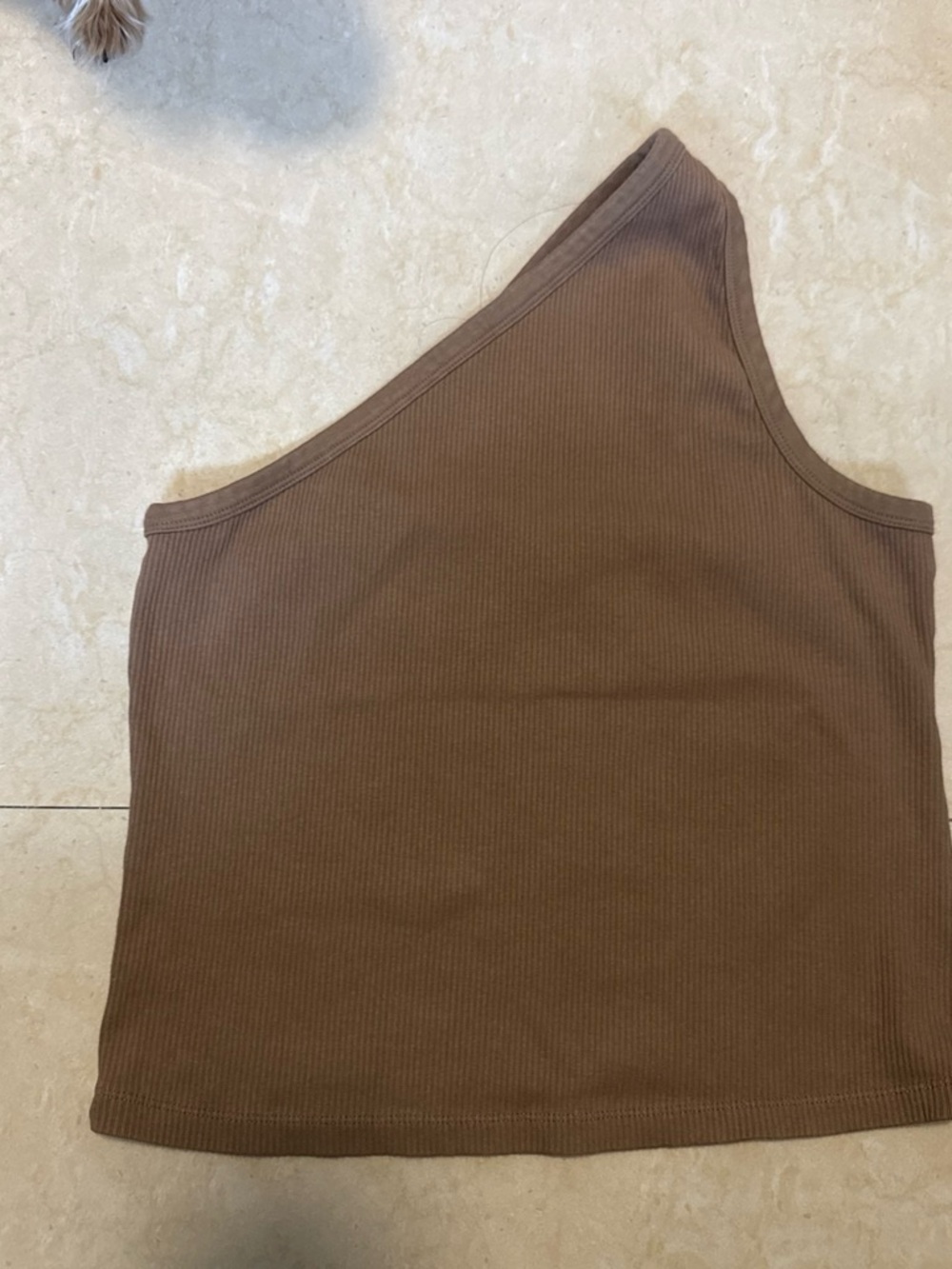 RDI One-Shoulder Ribbed Tank Top - Brown
